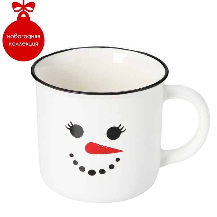 Кружка фарфоровая Доляна «Новый год. Снеговик», 380 мл, цвет белый Кружка фарфоровая Доляна «Новый год. Снеговик», 380 мл, цвет белый