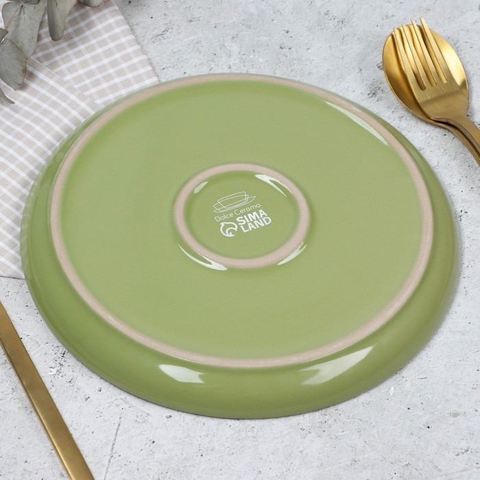 Тарелка керамическая «Олива», 19.6 см, цвет зелёный Тарелка керамическая «Олива», 19.6 см, цвет зелёный