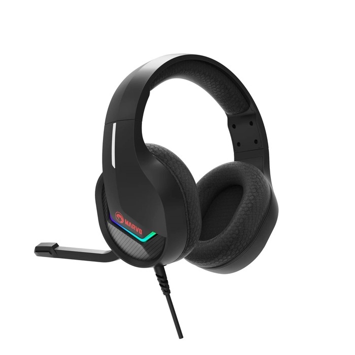 Наушники Marvo H8618 BK, игровые, полноразмерные, микрофон, USB, 2 м, RGB, чёрные Наушники Marvo H8618 BK, игровые, полноразмерные, микрофон, USB, 2 м, RGB, чёрные