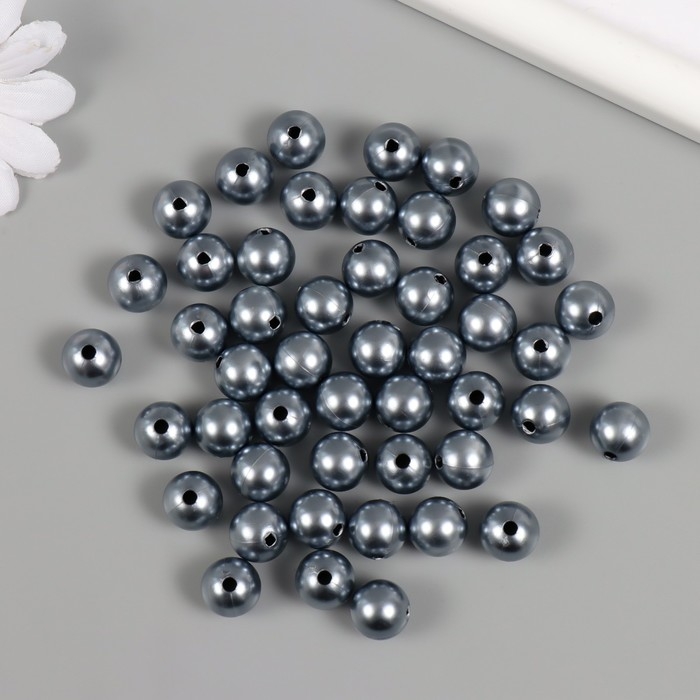 Набор бусин "Жемчуг" d 12 мм, 250 гр, серый