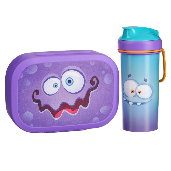 Набор Контейнер для хранения 0,98л и бутылка для воды с петлей 0,4л, цвет сиреневый Набор Контейнер для хранения 0,98л и бутылка для воды с петлей 0,4л, цвет сиреневый