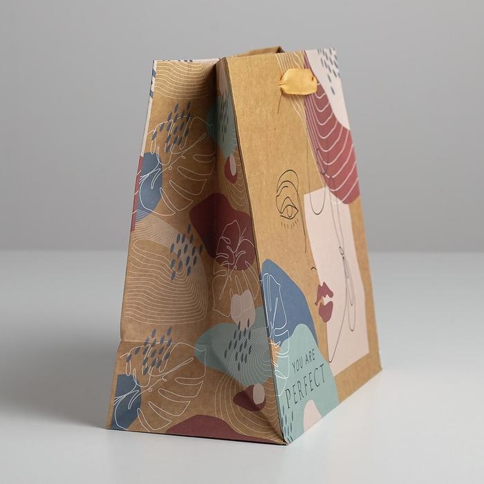 Пакет подарочный крафтовый квадратный, упаковка, «You are perfect», 22 х 22 х 11 см Пакет подарочный крафтовый квадратный, упаковка, «You are perfect», 22 х 22 х 11 см