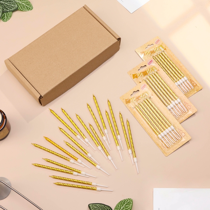 Свечи в торт Свечи в торт "Металлик", 14 см, 18 шт, золотистые