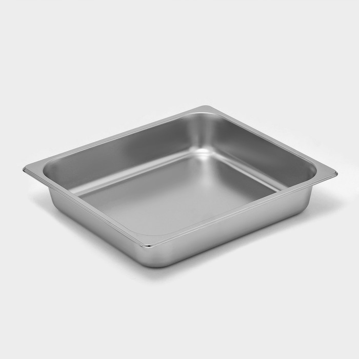 Гастроемкость 2/3 из нержавеющей стали, 65 мм, 35,5×32,5×6,5 см, толщина 0,8 мм Гастроемкость 2/3 из нержавеющей стали, 65 мм, 35,5×32,5×6,5 см, толщина 0,8 мм