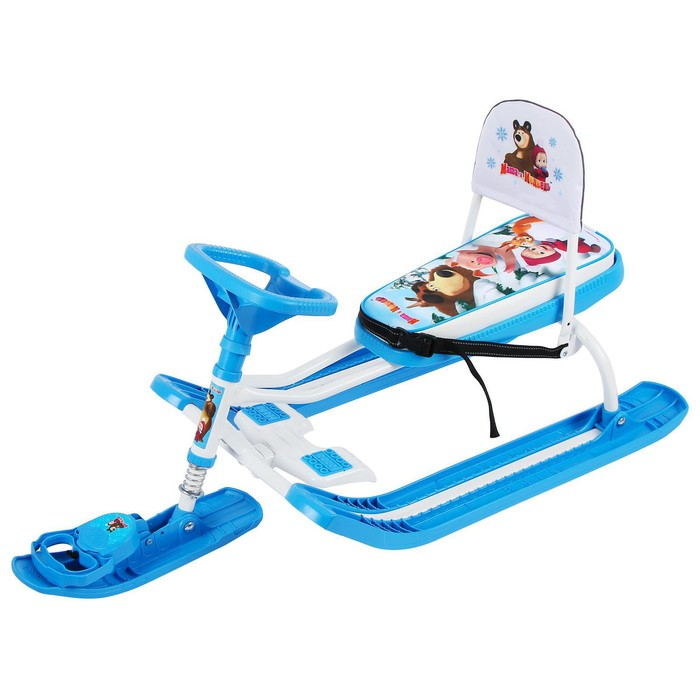 Снегокат «Маша и медведь», СММ2, со спинкой и ремнём безопасности,цвет голубой/белый Снегокат «Маша и медведь», СММ2, со спинкой и ремнём безопасности,цвет голубой/белый