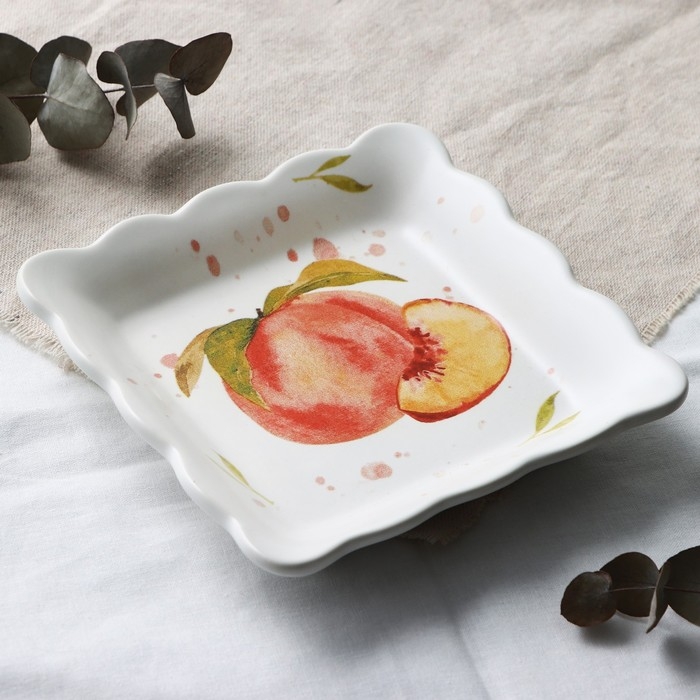 Тарелка глубокая керамическая «Летний день», 14 х 14 см, цвет белый Тарелка глубокая керамическая «Летний день», 14 х 14 см, цвет белый