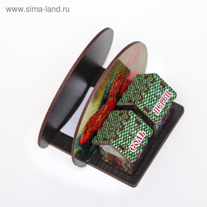 Набор для специй с салфетницей Набор для специй с салфетницей "Красные тюльпаны", 13х10х10 см, микс