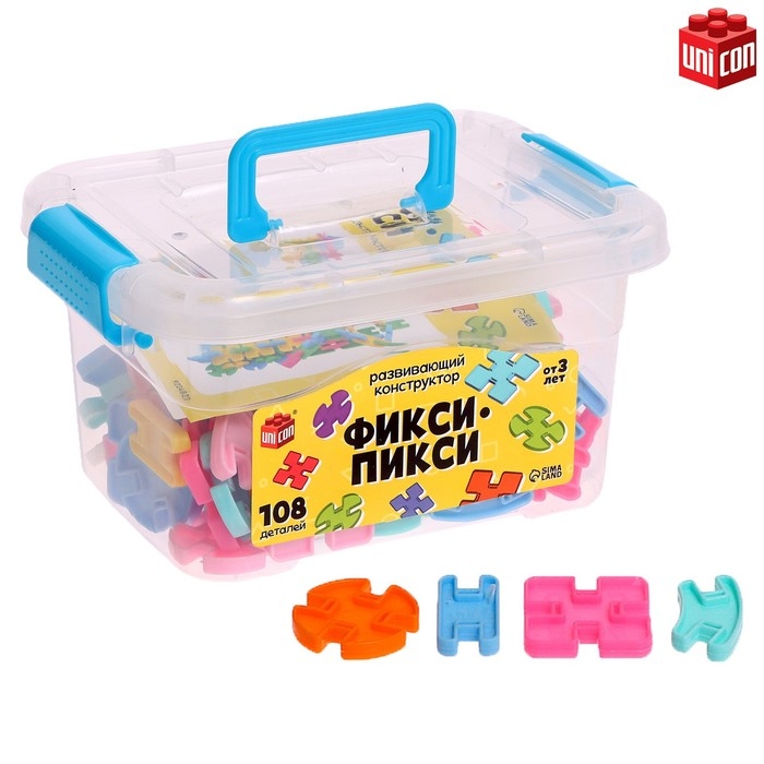 Конструктор «Фикси-пикси», в контейнере, 108 деталей Конструктор «Фикси-пикси», в контейнере, 108 деталей