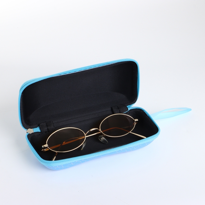 Футляр для очков на молнии, длина 16 см, цвет голубой Футляр для очков на молнии, длина 16 см, цвет голубой