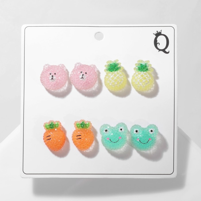 Пусеты 4 пары «Карамель» лето, цветные Пусеты 4 пары «Карамель» лето, цветные