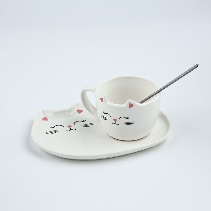 Набор  Набор "Кошечка", кружка 200 мл., блюдечко