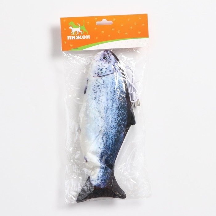 Игрушка для кошек  Игрушка для кошек "Форель" с двигающимся хвостом и с USB-зарядкой, 28 см