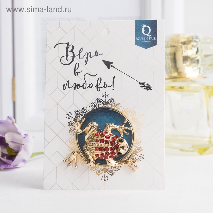 Брошь «Лягушка» путешественница, цвет красный в золоте Брошь «Лягушка» путешественница, цвет красный в золоте