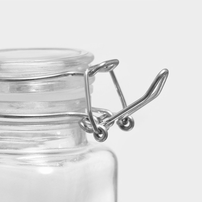 Банка стеклянная для хранения сыпучих продуктов Доляна «Квадрат», 110 мл, 5,5×8 см, с бугельным замком Банка стеклянная для хранения сыпучих продуктов Доляна «Квадрат», 110 мл, 5,5×8 см, с бугельным замком