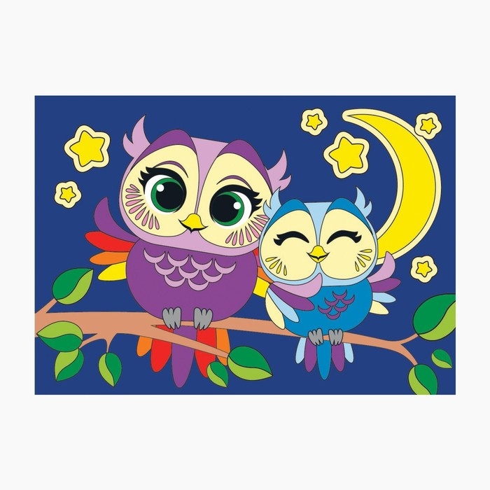 Картина по номерам для детей «Совушки», 20 х 28,5 см Картина по номерам для детей «Совушки», 20 х 28,5 см