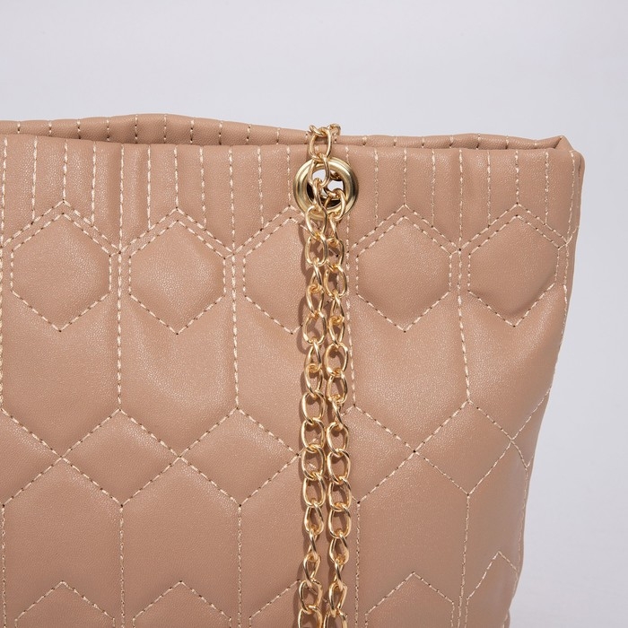 Сумка-шопер женская на молнии, цвет бежевый