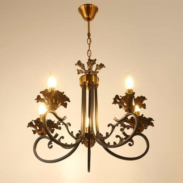 Люстра  Люстра "Мэдфи" 5хЕ14 40Вт черно-золотой 55х70х55 см BayerLux