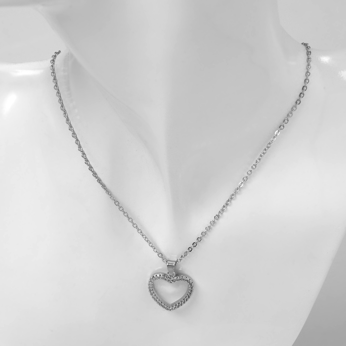 Кулон «Подари счастье» циркон, сердце, белый в серебре, 45 см Кулон «Подари счастье» циркон, сердце, белый в серебре, 45 см