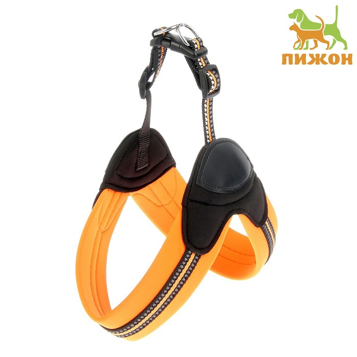 Шлейка супермягкая со светоотражающей прошивкой, обхват 48-54 см, оранжевая Шлейка супермягкая со светоотражающей прошивкой, обхват 48-54 см, оранжевая