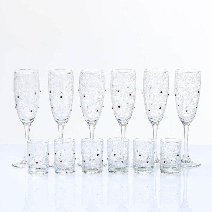 Мини-бар "Стразы" барная стойка, 6 бокалов/стопок