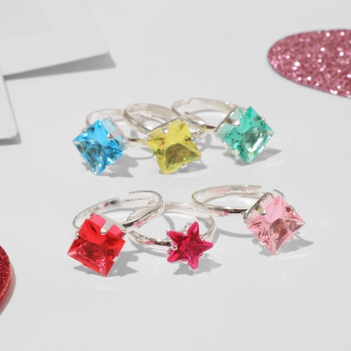 Кольца детские набор 36шт «Выбражулька», форма МИКС, цвет МИКС в серебре, б-р Кольца детские набор 36шт «Выбражулька», форма МИКС, цвет МИКС в серебре, б-р