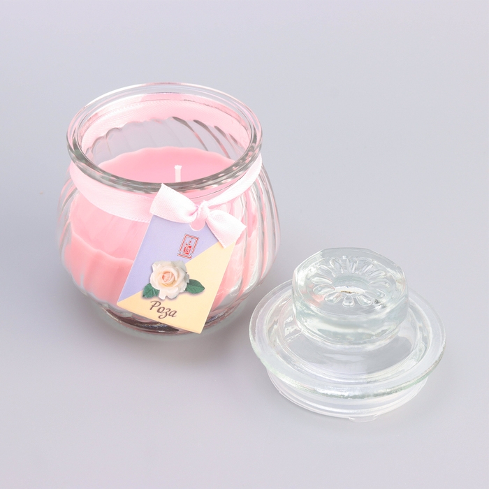 Свеча ароматическая  Свеча ароматическая "Горшочек" 9х7,5см, роза