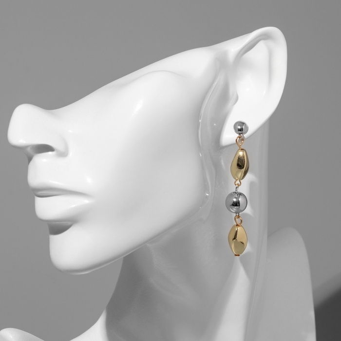 Серьги металл «Стиль» лабео, цвет серебряно-золотой Серьги металл «Стиль» лабео, цвет серебряно-золотой