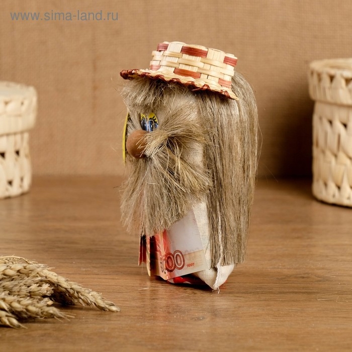 Оберег «Домовой Кузя с рублями», 16-18 см, микс Оберег «Домовой Кузя с рублями», 16-18 см, микс