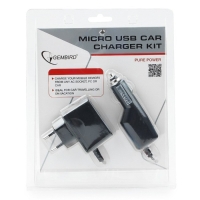 Набор зарядных устройств Gembird MP3A-CAR-KIT1, разъем microUSB, черный