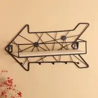 Вешалка настенная с полкой 26&times;9 см &laquo;Стрелка&raquo;, крючки декоративные, с подсветкой, 5 крючков, чёрная