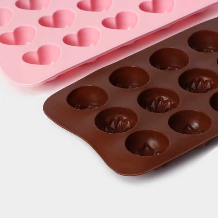 Набор форм для конфет и шоколада Доляна «Сердечки. Звездочки. Цветы», 3 шт, силикон Набор форм для конфет и шоколада Доляна «Сердечки. Звездочки. Цветы», 3 шт, силикон