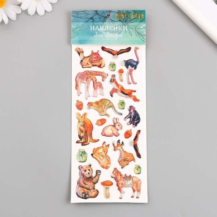 Наклейка пластик Наклейка пластик "Переливы. Дикие животные" 9,5х24,5 см