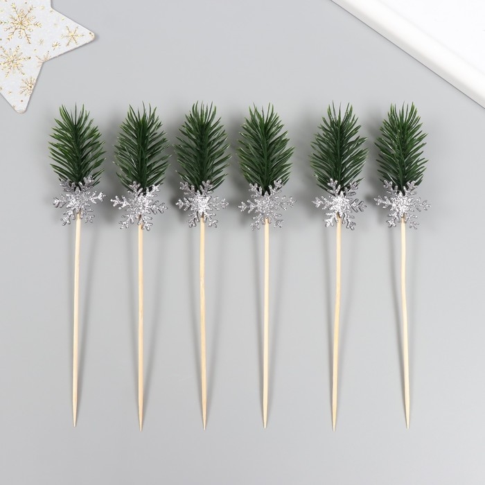 Декор для творчества Декор для творчества "Веточка и Снежинка", 17 см (набор 6 шт)