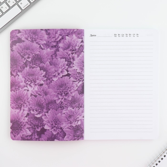 Ежедневник А5+, 100 л. Мягкая обл. Софт-тач &laquo;Цветы&raquo;