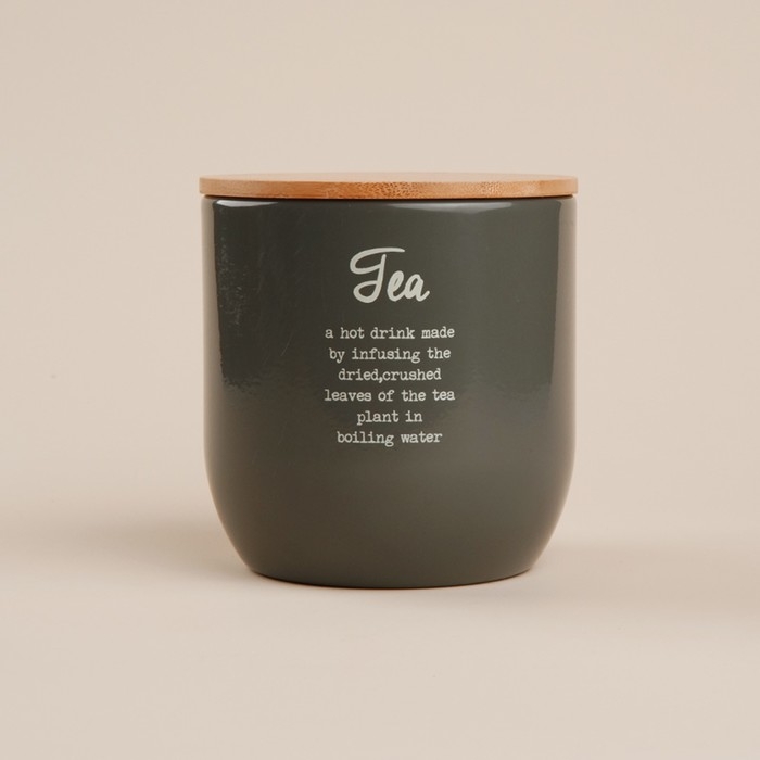 Банка для чая SL Home, 9,5&times;14 см, цвет серый, с бамбуковой крышкой