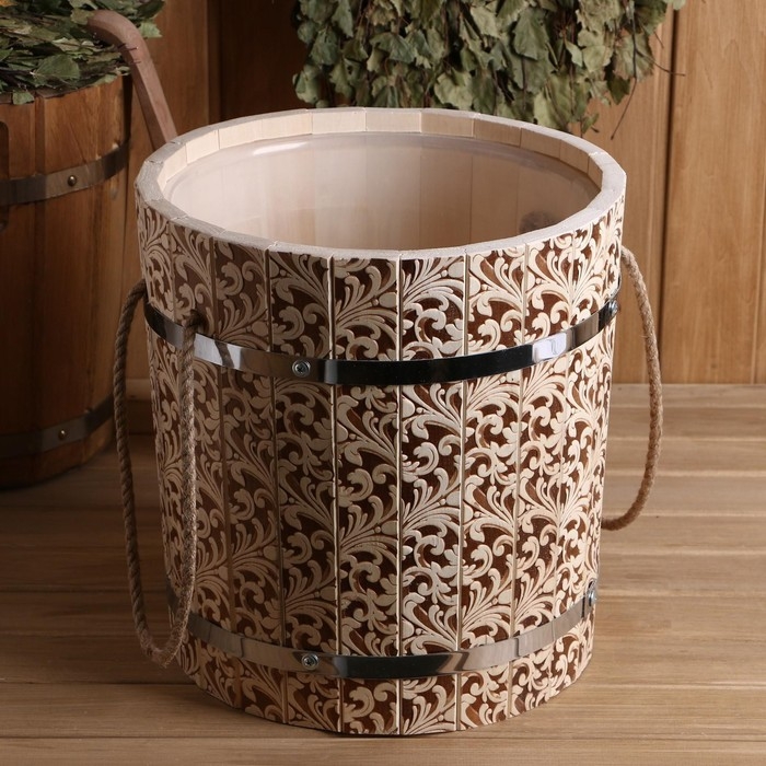 Запарник из липы, 13 литров,  пластиковая вставка, ручка-веревка (Рисунок  2) Запарник из липы, 13 литров,  пластиковая вставка, ручка-веревка (Рисунок  2)