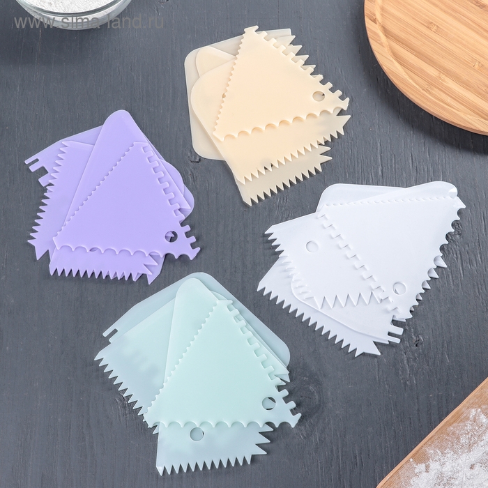 Набор шпателей кондитерских Доляна, 4 предмета: 11,7×10,2 см, 15,5×9,3 см, 11×11 см, 13×9,3 см, цвет МИКС Набор шпателей кондитерских Доляна, 4 предмета: 11,7×10,2 см, 15,5×9,3 см, 11×11 см, 13×9,3 см, цвет МИКС