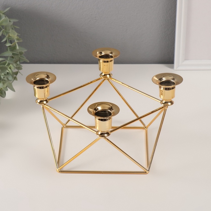 Подсвечник металл на 4 свечи Подсвечник металл на 4 свечи "Геометрия" d-2 см 21х21,5х14 см