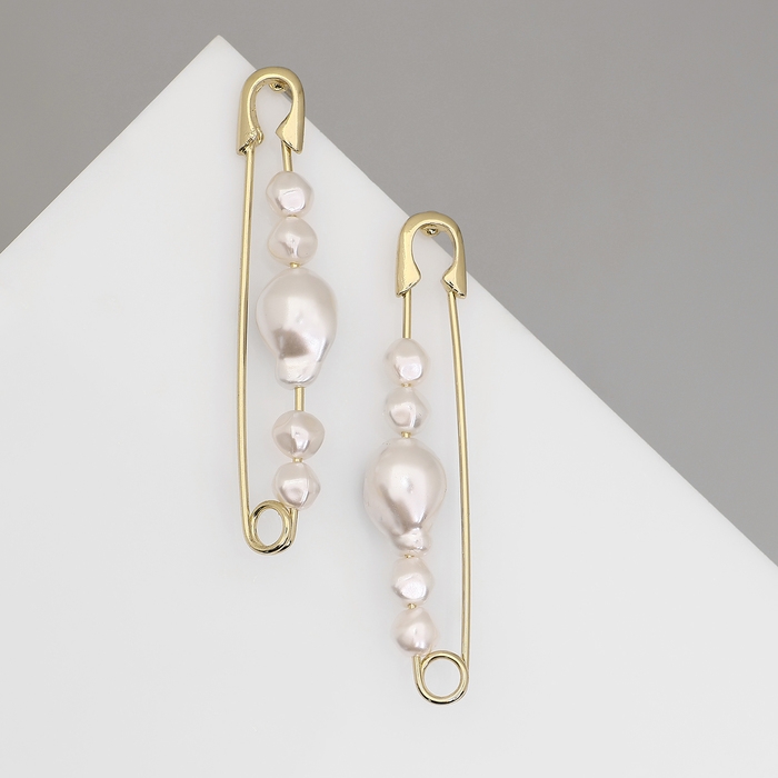 Серьги с жемчугом «Бусина» союз, булавка, цвет золото Серьги с жемчугом «Бусина» союз, булавка, цвет золото