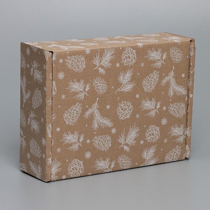 Коробка новогодняя складная «Шишки», бурый, 27 х 21 х 9 см, Новый год Коробка новогодняя складная «Шишки», бурый, 27 х 21 х 9 см, Новый год