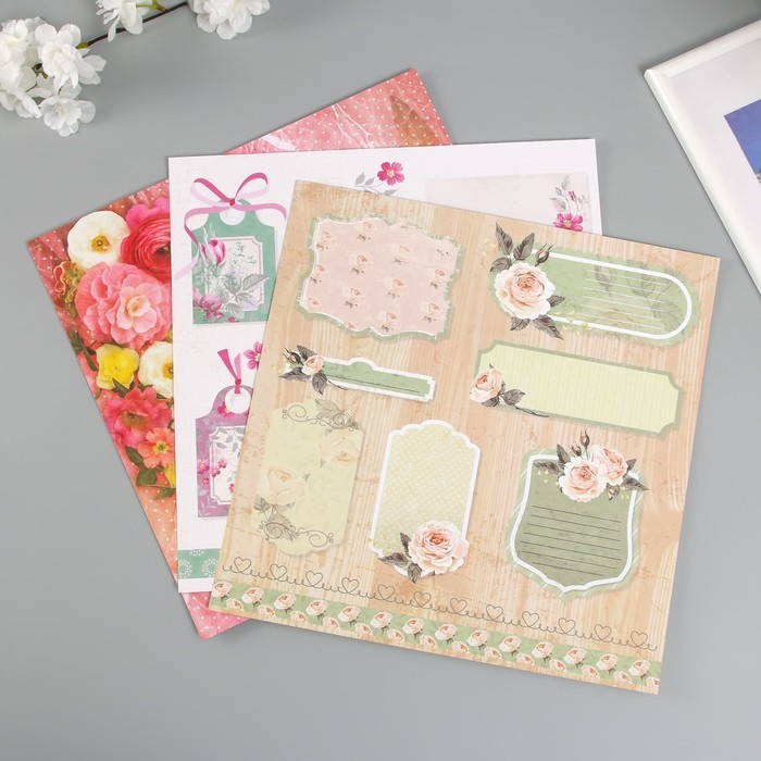 Бумага для скрапбукинга 30х30 см Бумага для скрапбукинга 30х30 см "Шебби-шик", двусторонняя, 12 листов, 12 дизайнов