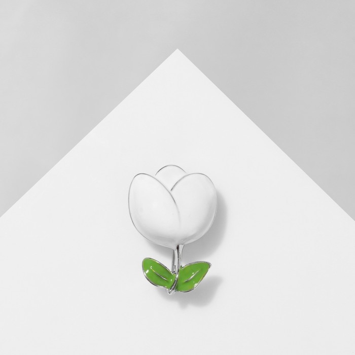 Брошь «Цветочек», цвет бело-зелёный в серебре Брошь «Цветочек», цвет бело-зелёный в серебре