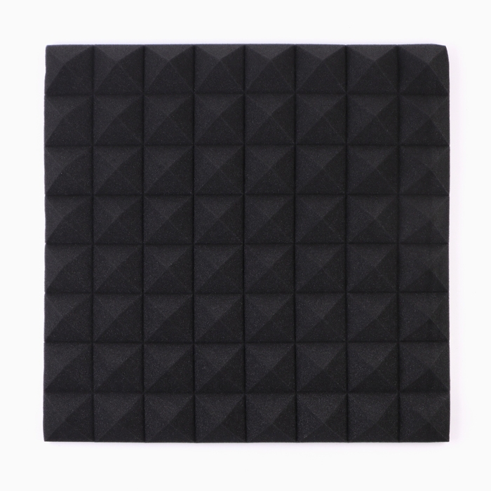 Шумопоглощающая панель - акустический поролон самоклеящийся, пирамида, 50 х 5 см, черный Шумопоглощающая панель - акустический поролон самоклеящийся, пирамида, 50 х 5 см, черный