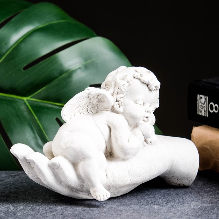 Фигура  Фигура "Ангелочек на ладони спит" состаренный, 16х10х8см