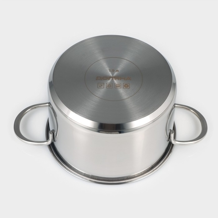 Кастрюля из нержавеющей стали «Грейт», 1,9 л, капсульное дно, индукция Кастрюля из нержавеющей стали «Грейт», 1,9 л, капсульное дно, индукция