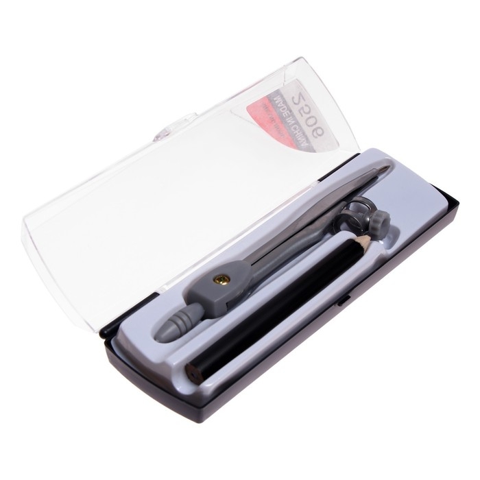 Циркуль металлический 125 мм, с карандашом, в пластиковом пенале (козья ножка), МИКС Циркуль металлический 125 мм, с карандашом, в пластиковом пенале (козья ножка), МИКС