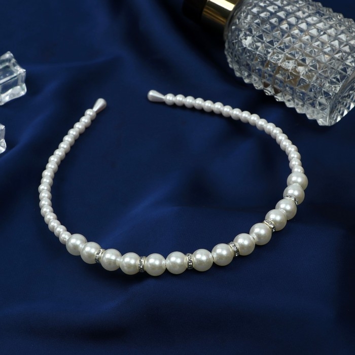 Ободок для волос Ободок для волос "Жемчужный рай" шарики и бусины, 0,6 см, белый