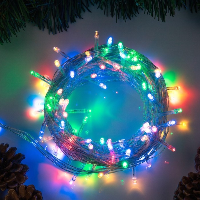 Гирлянда «Нить» 10 м, IP20, прозрачная нить, 100 LED, свечение мульти, 8 режимов, 220 В Гирлянда «Нить» 10 м, IP20, прозрачная нить, 100 LED, свечение мульти, 8 режимов, 220 В