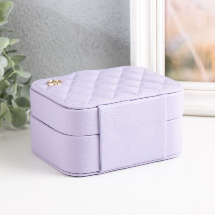 Шкатулка кожзам для украшений  Шкатулка кожзам для украшений "Стёганая матовая" сиреневая 12х10х6,3 см