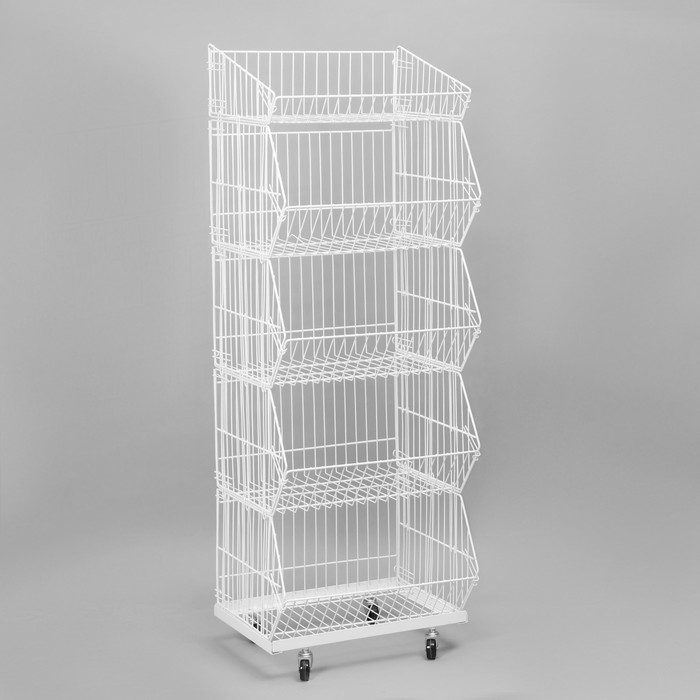 Накопитель разборный на колесах, 5 корзин, 50×43×147, цвет белый Накопитель разборный на колесах, 5 корзин, 50×43×147, цвет белый